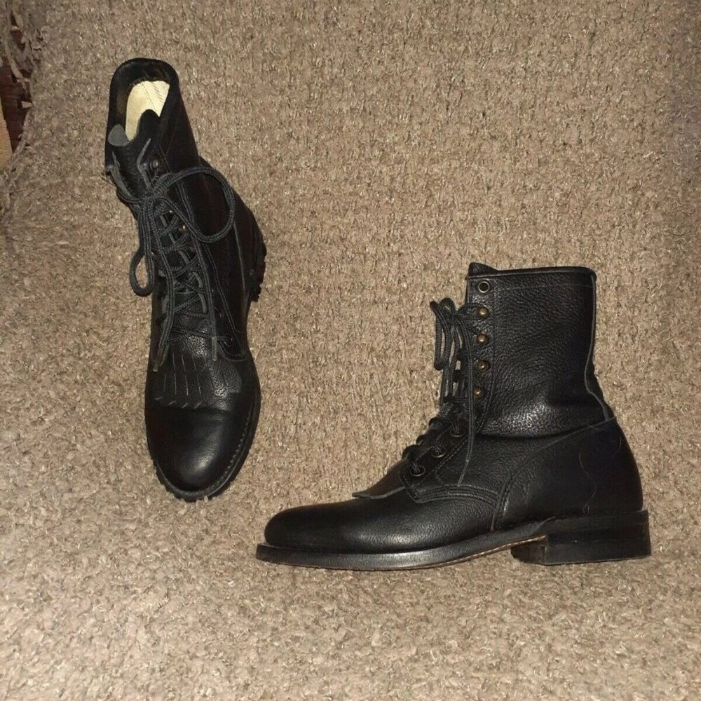 BOULET-CANADA-Rodeo Collection-Black Leather-Kilty Cowboy Boots-SZ 6.5-Near Min